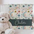 Personalized Moon & Floral Baby Blanket: Soft Fleece Nursery Throw