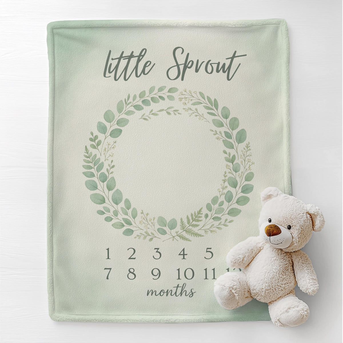 Little Sprout Botanical Baby Milestone Blanket – Monthly Growth Tracker