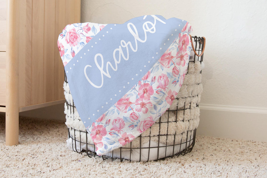 Personalized Floral Throw Blanket: Custom Name, Soft Cozy Gift