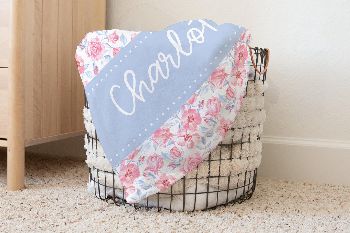 Personalized Floral Throw Blanket: Custom Name, Soft Cozy Gift