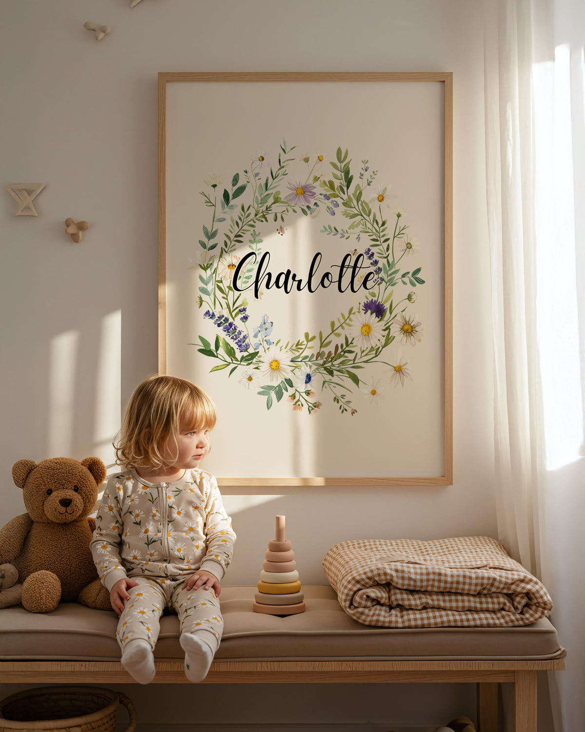 Personalized Wildflower Name Print: Boho Cottagecore Nursery Art