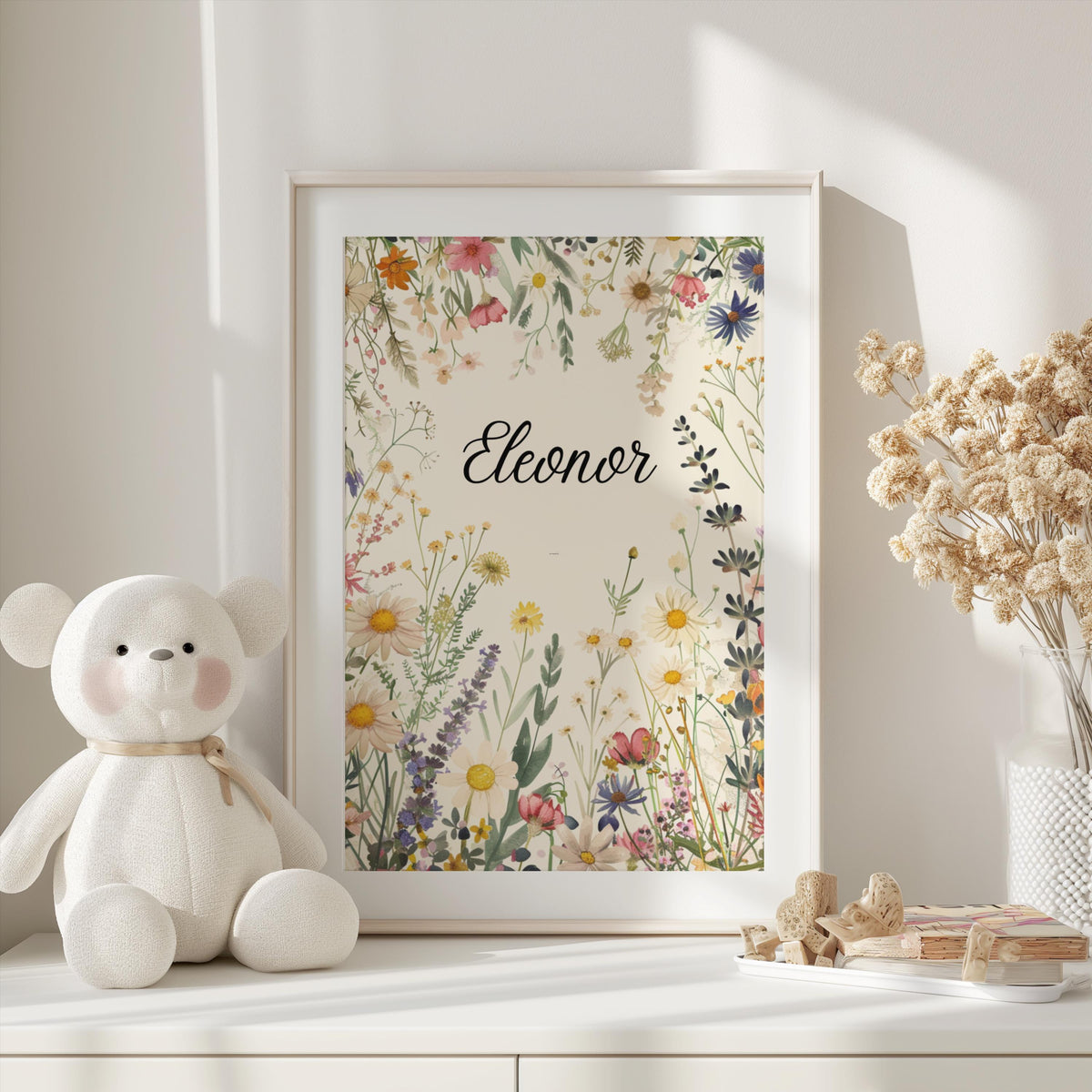 Personalized Wildflower Name Print: Boho Cottagecore Nursery Art