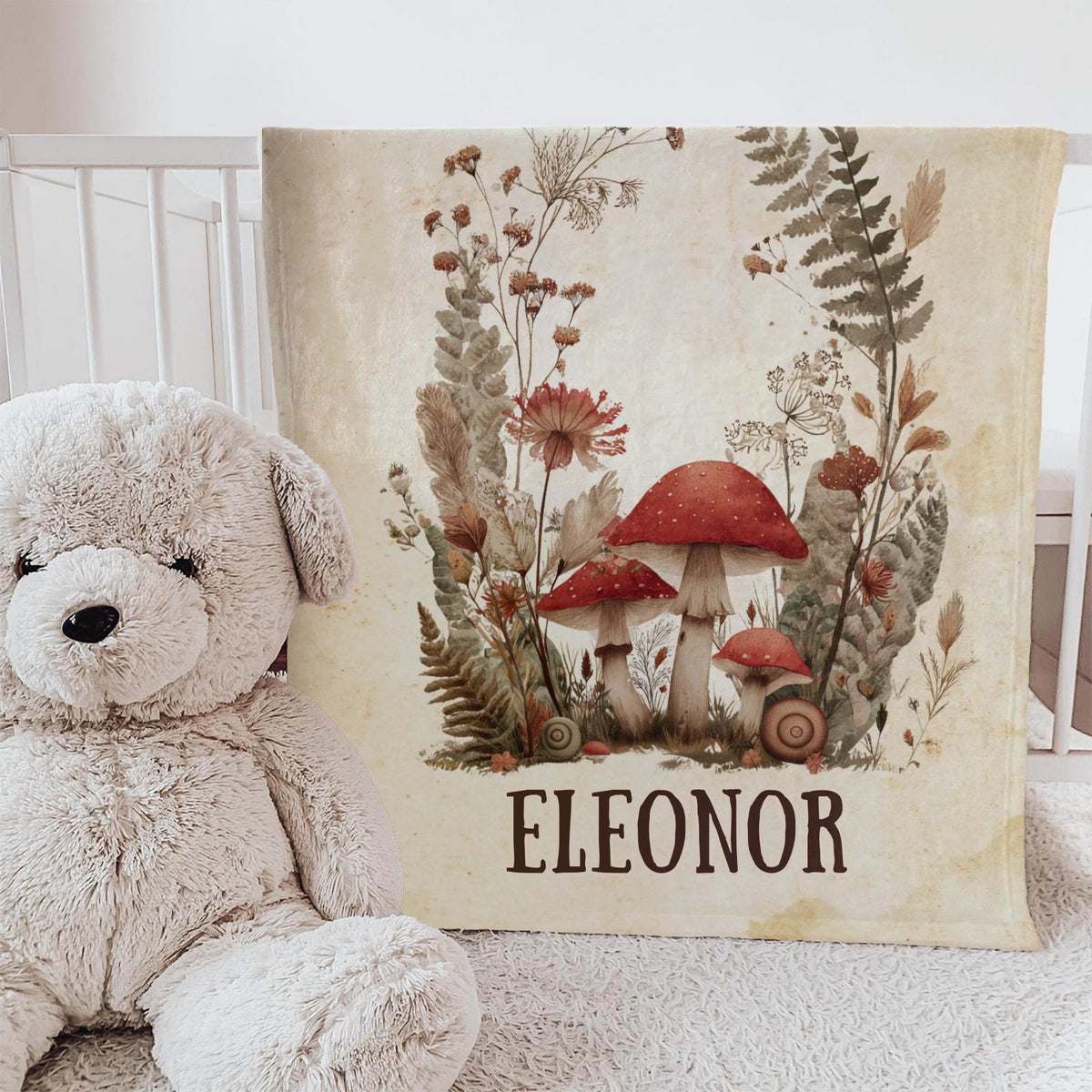 Personalized Woodland Baby Blanket: Custom Name, Boho Nursery Decor