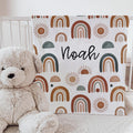 Personalized Boho Rainbow Baby Blanket: Soft Plush Fleece, Custom Name