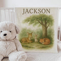 Personalized Woodland Baby Blanket: Soft Fleece, Deer, Fox & Bunny