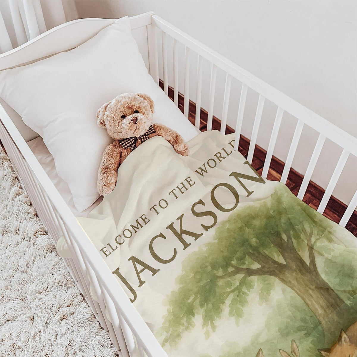 Personalized Woodland Baby Blanket: Soft Fleece, Deer, Fox & Bunny