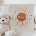 Minimalist Boho Sunburst Personalized Baby Name Blanket
