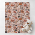 Personalized Boho Baby Blanket: Blush Pink Floral Minky, Custom Name