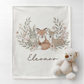 Personalized Minky Fleece Baby Blanket: Woodland Deer, Fox & Bunny