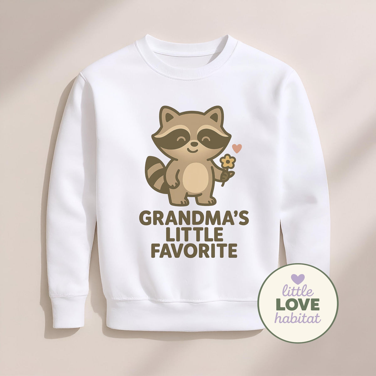 Grandma’s Little Favorite Baby Onesie | Cute Raccoon Bodysuit | Funny Baby Outfit | Grandma Gift | Little Love Habitat Baby C