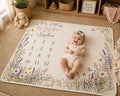 Personalized Baby Milestone Blanket, Wildflower Monthly Milestone Blanket, Floral Baby Blanket, Custom Baby Name Blanket, Bab