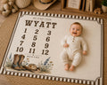 Personalized Cowboy Baby Milestone Blanket, Western Monthly Milestone Blanket, Custom Baby Name Blanket, Cowboy Boots Baby Bl