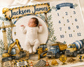 Personalized Construction Baby Milestone Blanket, Construction Truck Monthly Milestone Blanket, Custom Baby Name Blanket, Fir