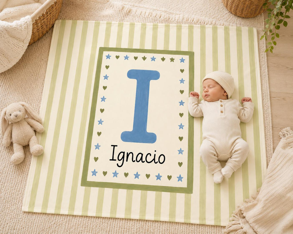 Personalized Initial Baby Blanket, Custom Letter Baby Blanket, Monogram Baby Name Blanket, Nursery Blanket, Newborn Gift, Bab