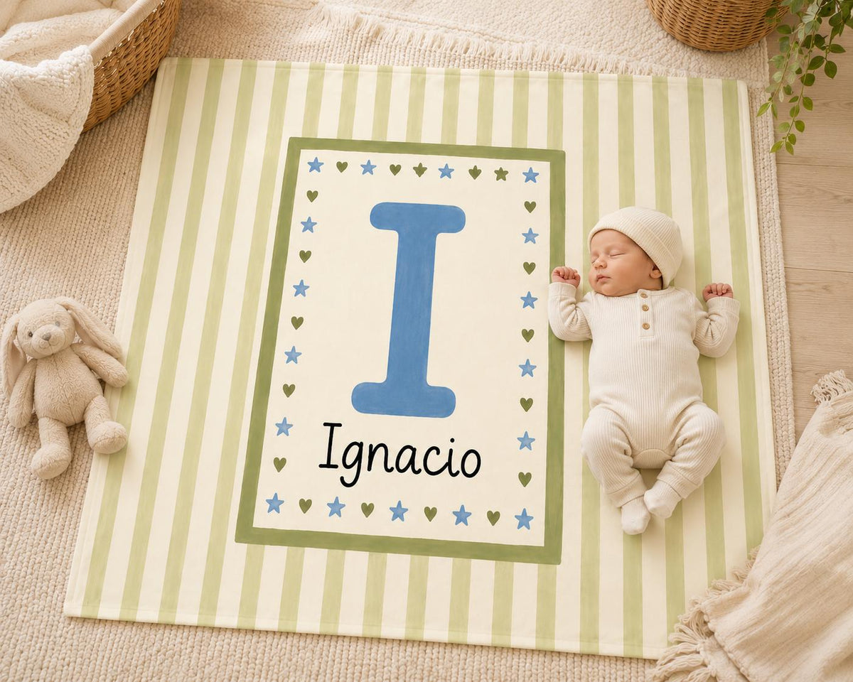 Personalized Initial Baby Blanket, Custom Letter Baby Blanket, Monogram Baby Name Blanket, Nursery Blanket, Newborn Gift, Bab