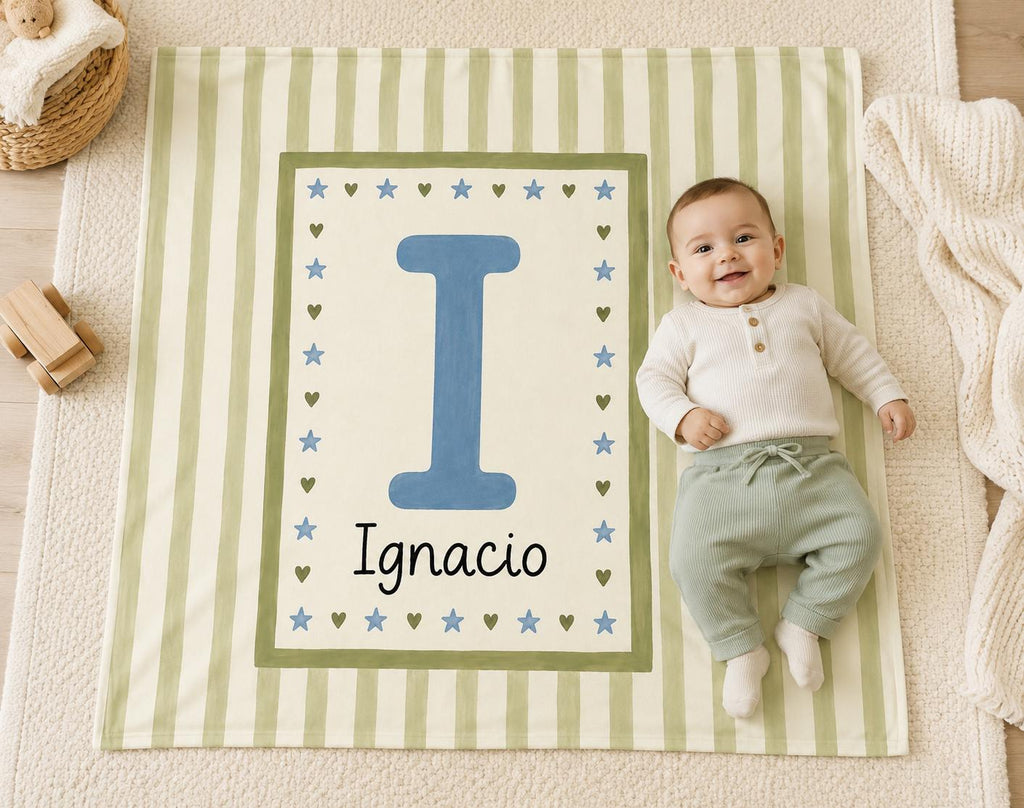 Personalized Initial Baby Blanket, Custom Letter Baby Blanket, Monogram Baby Name Blanket, Nursery Blanket, Newborn Gift, Bab
