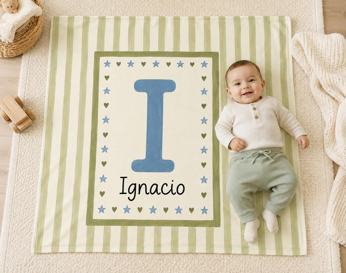 Personalized Initial Baby Blanket, Custom Letter Baby Blanket, Monogram Baby Name Blanket, Nursery Blanket, Newborn Gift, Bab