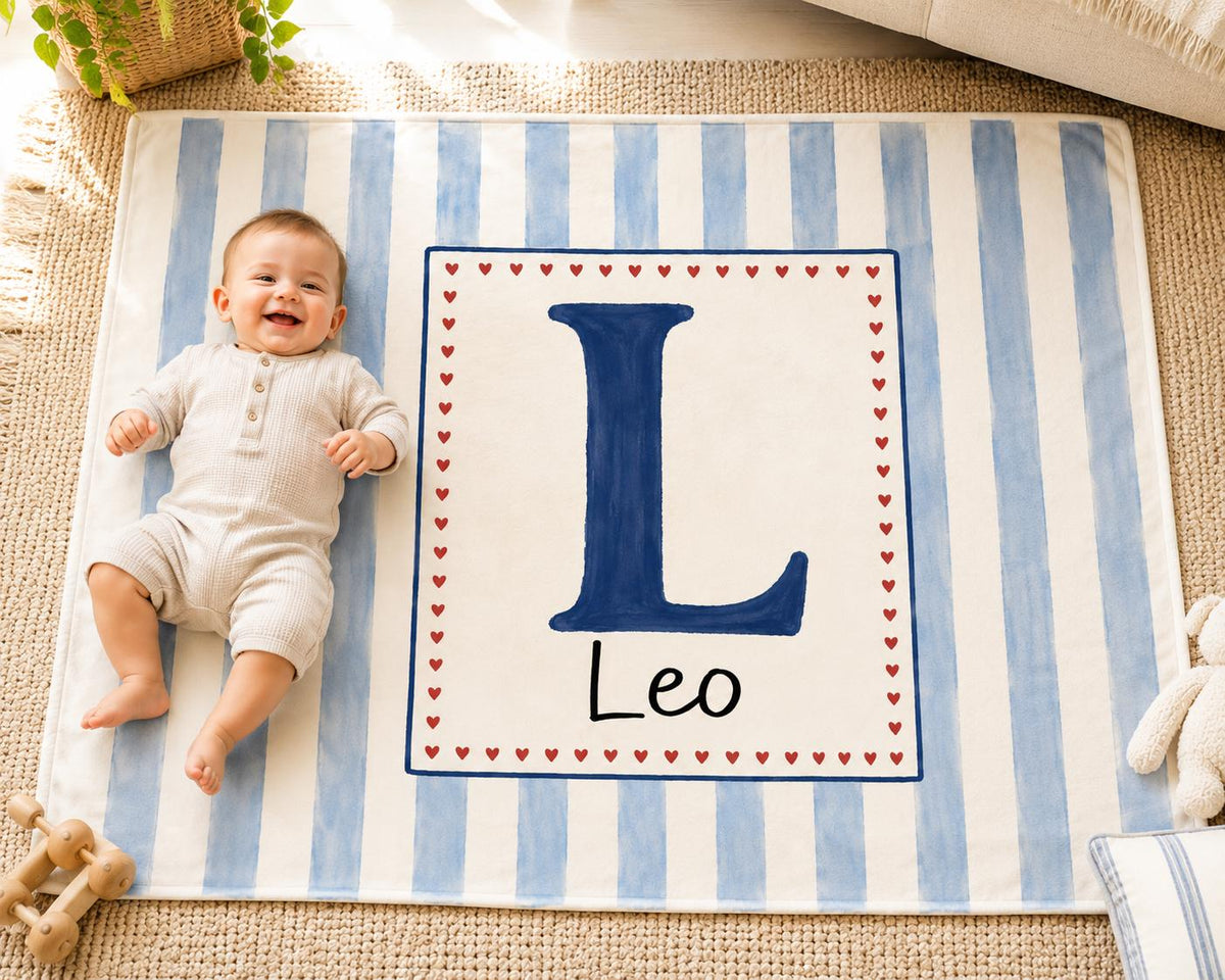 Personalized Initial Baby Blanket, Custom Letter Baby Blanket, Monogram Baby Name Blanket, Nursery Blanket, Newborn Gift, Bab