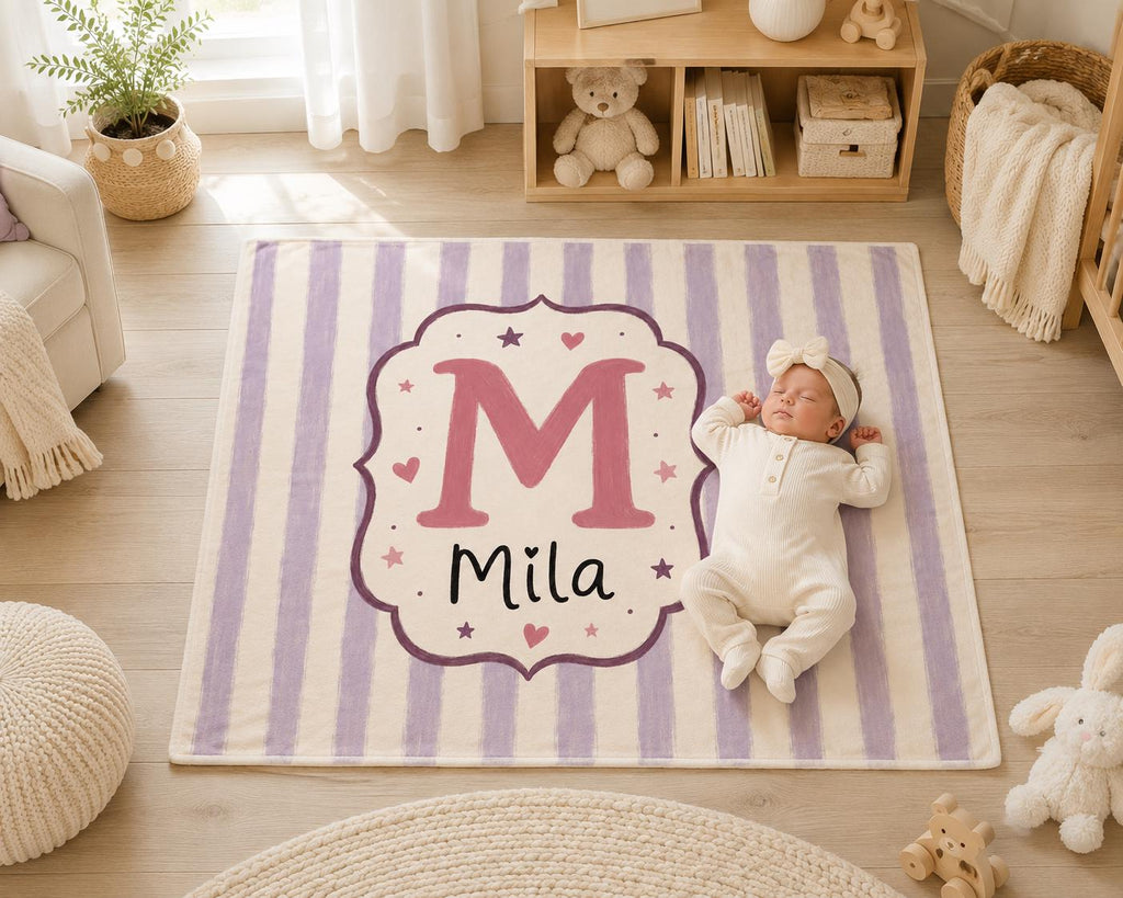 Personalized Initial Baby Blanket, Custom Letter Baby Blanket, Monogram Baby Name Blanket, Nursery Blanket, Newborn Gift, Bab