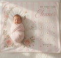Personalized Swan Baby Milestone Blanket, Pink Monthly Milestone Blanket, Custom Baby Name Blanket, Baby Girl First Year Blan