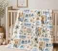 Personalized Surfer Baby Blanket, Baby on Board Blanket, Custom Baby Boy Name Blanket, Little Surfer Nursery Blanket, Beach T