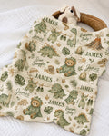 Personalized Dinosaur Baby Blanket, Roarsome Baby Blanket, Custom Baby Boy Name Blanket, Dinosaur Nursery Blanket, Teddy Bear