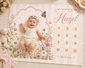 Personalized Wildflower Baby Milestone Blanket, Floral Monthly Milestone Blanket, Custom Baby Name Blanket, Daisy First Year 