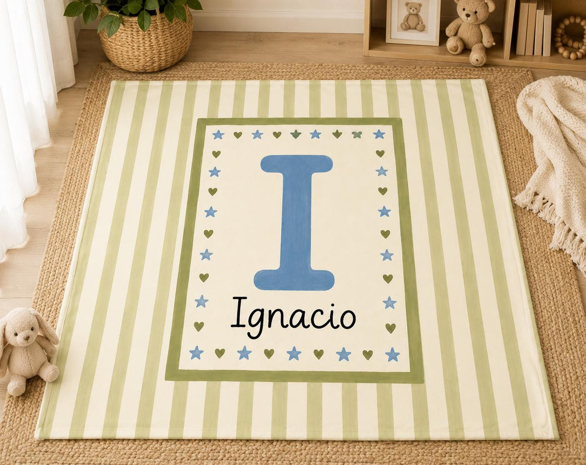 Personalized Initial Baby Blanket, Custom Letter Baby Blanket, Monogram Baby Name Blanket, Nursery Blanket, Newborn Gift, Bab