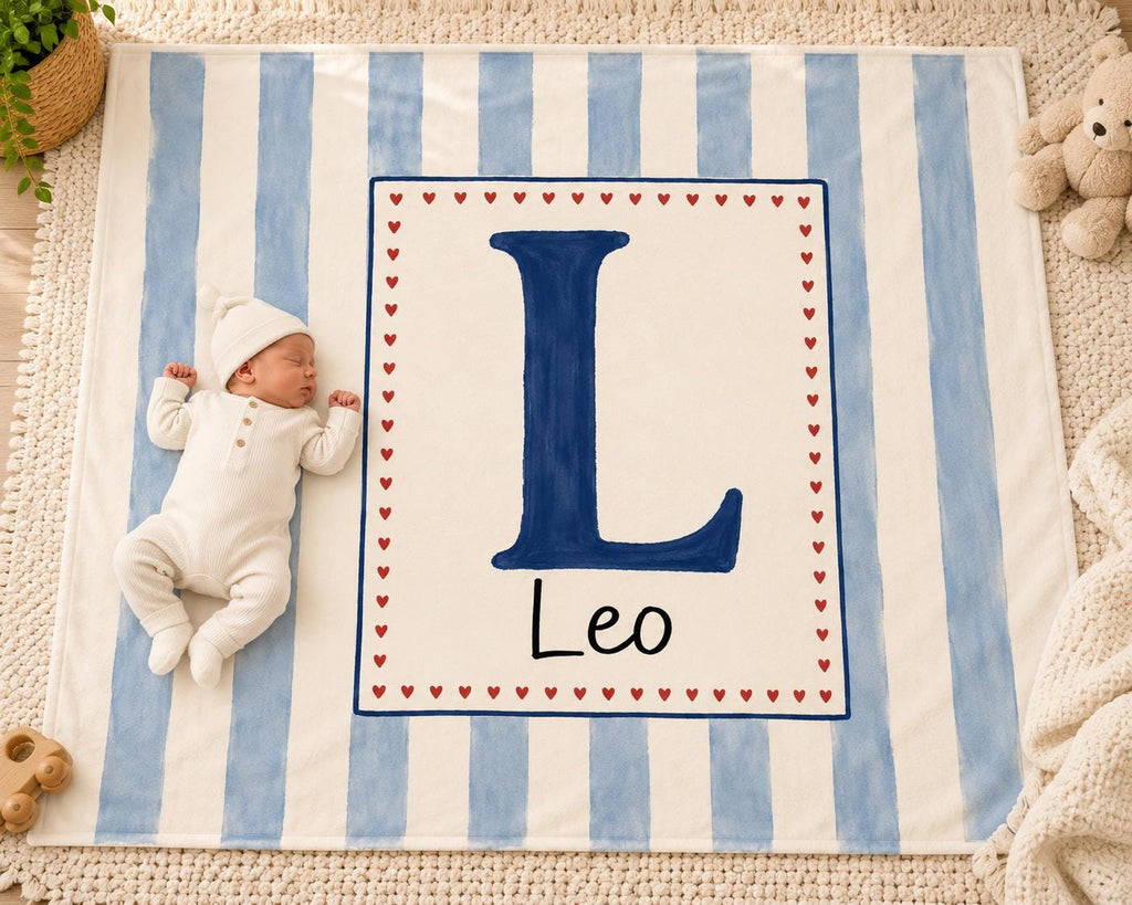 Personalized Initial Baby Blanket, Custom Letter Baby Blanket, Monogram Baby Name Blanket, Nursery Blanket, Newborn Gift, Bab
