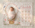 Personalized Strawberry Baby Blanket, Custom Initial Baby Blanket, Pink Monogram Nursery Blanket, Baby Girl Name Blanket, New