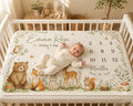 Personalized Woodland Baby Milestone Blanket, Forest Animal Baby Shower Gift, Custom Monthly Milestone Blanket, Today I Am Ba