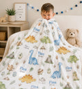 Personalized Dinosaur Baby Blanket, Custom Dino Baby Blanket, Dinosaur Nursery Blanket, Roar & Explore Minky Blanket, Baby Bo