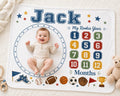 Personalized Sports Milestone Blanket, My Rookie Year Baby Milestone Blanket, Custom Monthly Baby Blanket, Sports Nursery Dec