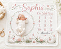 Personalized Swan Milestone Blanket, Baby Girl Monthly Milestone Blanket, Custom Baby Photo Blanket, Floral Swan Nursery Blan