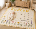 Personalized Wildflower Milestone Blanket, Baby Monthly Milestone Blanket, First Year Baby Blanket, Floral Baby Girl Gift, Cu