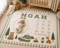 Personalized Woodland Milestone Blanket, Baby Monthly Milestone Blanket, Camping First Year Blanket, Woodland Nursery Gift, C