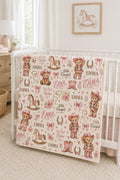 Personalized Cowgirl Baby Blanket, Custom Western Baby Girl Blanket, My First Rodeo Blanket, Pink Cowboy Nursery Blanket, Bab
