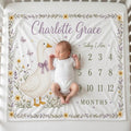Personalized Goose Baby Milestone Blanket, Custom Baby Month Blanket, Goose Nursery Blanket, Baby Girl Monthly Milestone Blan