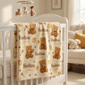 Personalized Teddy Bear Baby Blanket, Custom Baby Name Blanket, Honey Bear Nursery Blanket, Personalized Boy Blanket, Bear Ba