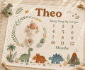 Personalized Dinosaur Milestone Blanket, Custom Baby Milestone Blanket, Dinosaur Baby Blanket, Monthly Milestone Photo Blanke