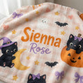 Personalized Halloween Cat Baby Blanket, Custom Halloween Baby Blanket, Black Cat Nursery Blanket, Personalized Ghost Blanket