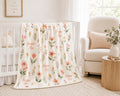 Personalized Floral Baby Blanket, Custom Name Baby Girl Blanket, Personalized Nursery Blanket, Baby Shower Gift, Newborn Name