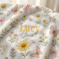 Personalized Daisy Baby Blanket, Custom Baby Girl Blanket, Floral Name Blanket, Butterfly Baby Blanket, Pink Bow Blanket, New