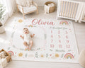 Personalized Rainbow Baby Milestone Blanket, Custom Name Monthly Milestone Blanket, Baby Girl Milestone Blanket, Rainbow Nurs