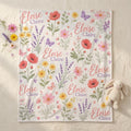 Personalized Wildflower Baby Blanket, Custom Name Floral Baby Blanket, Baby Girl Name Blanket, Personalized Nursery Blanket, 