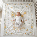 Personalized Butterfly Baby Milestone Blanket, Custom Name Monthly Milestone Blanket, Daisy Floral Baby Blanket, Baby Girl Mi