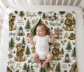 Personalized Little Hunter Baby Blanket, Custom Woodland Bear Blanket, Hunting Nursery Blanket, Personalized Baby Boy Blanket