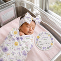 Personalized Floral Swaddle Blanket & Birth Announcement Sign Set | Custom Baby Name Swaddle | Newborn Hospital Gift | Baby S