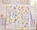 Personalized Wildflower Minky Blanket & Birth Announcement Sign Set | Custom Baby Name Swaddle | Newborn Hospital Gift | Baby