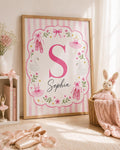 Personalized Ballet Nursery Print, Custom Girl Name Wall Art, Pink Swan Nursery Decor, Ballerina Digital Download Baby Gift